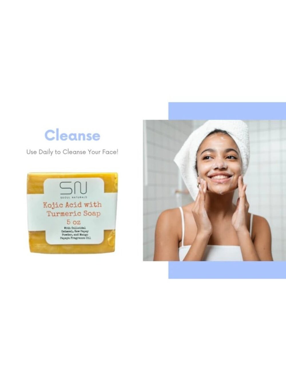 Soul Naturals Kojic Acid Turmeric Soap 5 oz Mango Papaya Exfoliating Body Bar